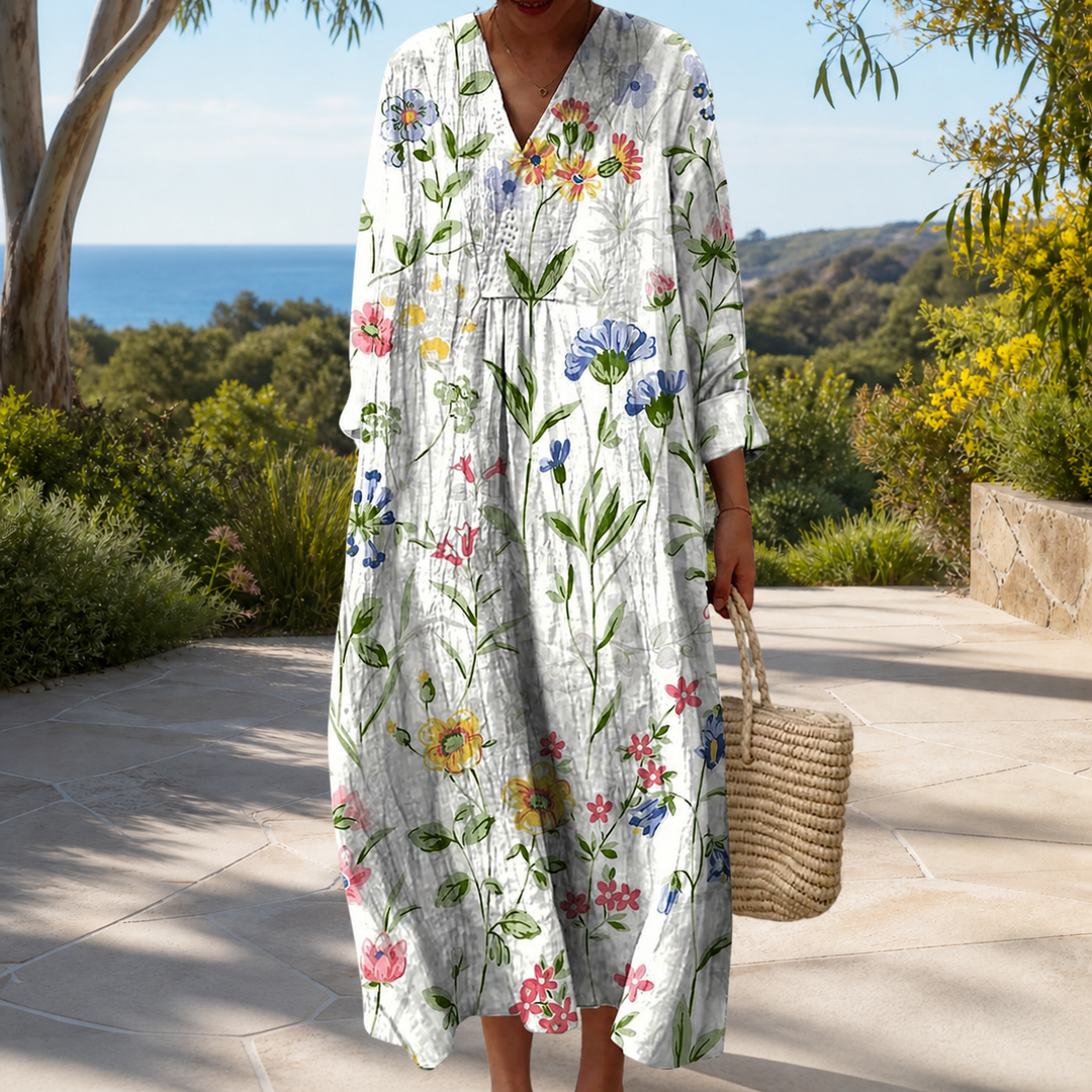 Figure-flattering spring dress with print