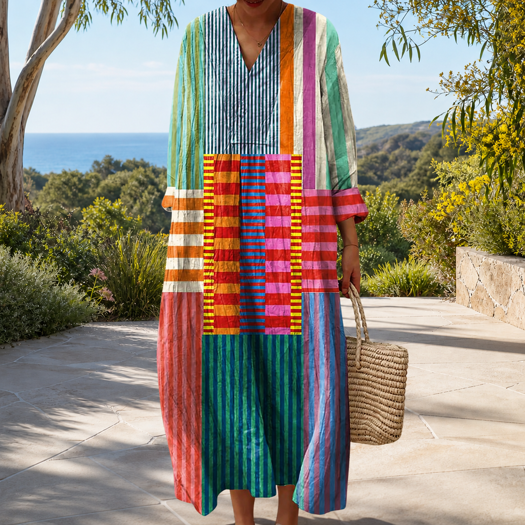 Figure-flattering spring dress with print