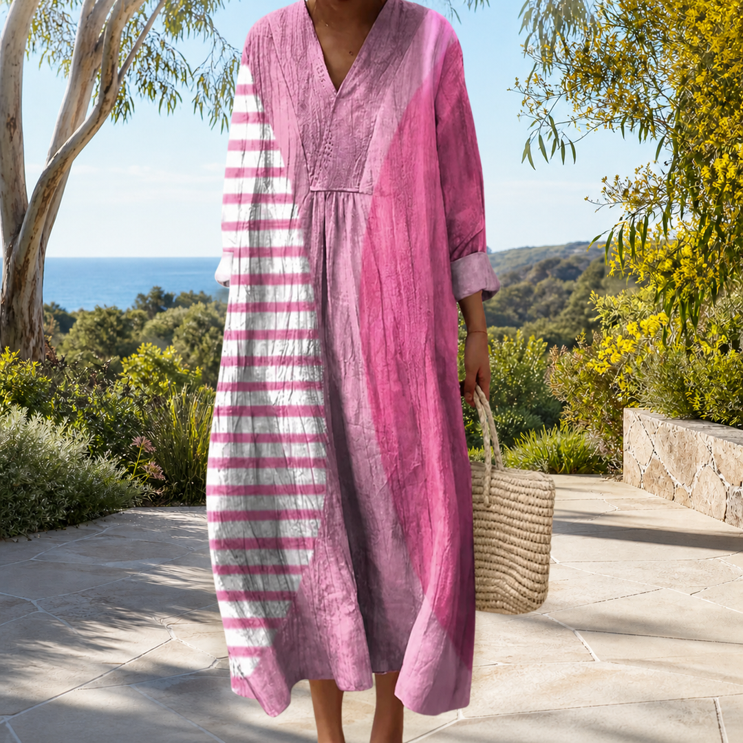 Figure-flattering spring dress with print