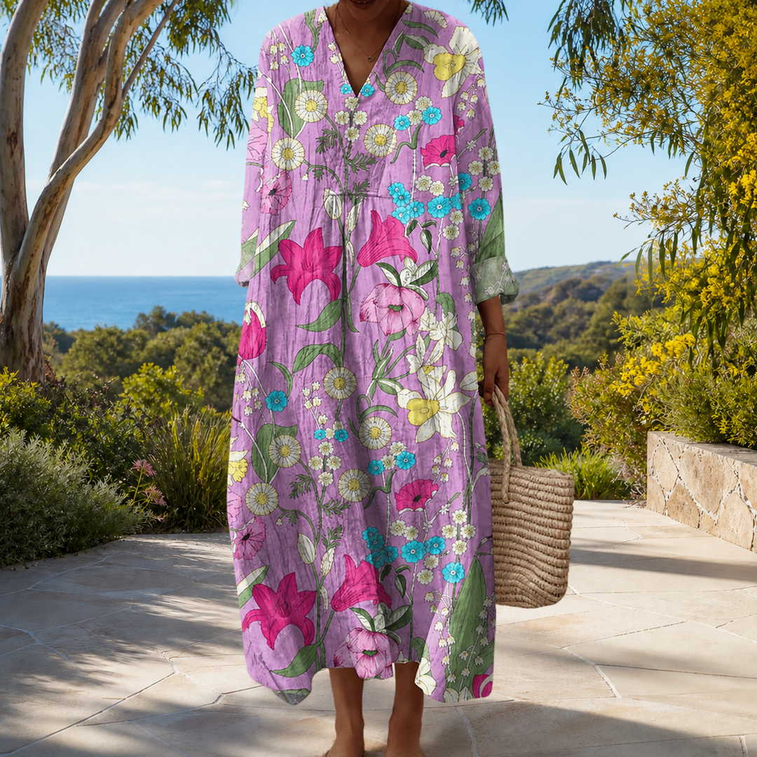 Figure-flattering spring dress with print