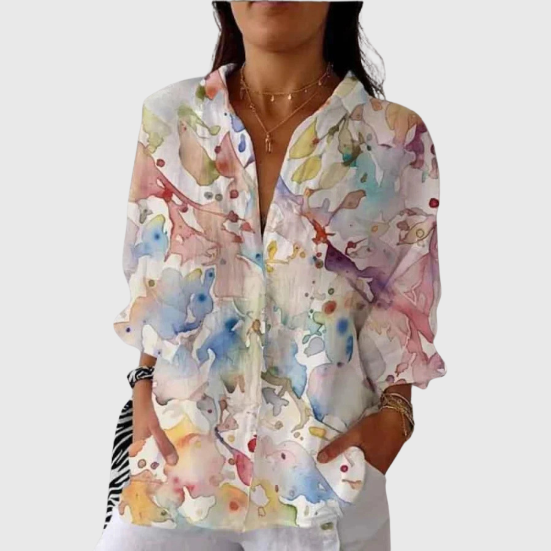Mike | Light, colorful blouse with a print
