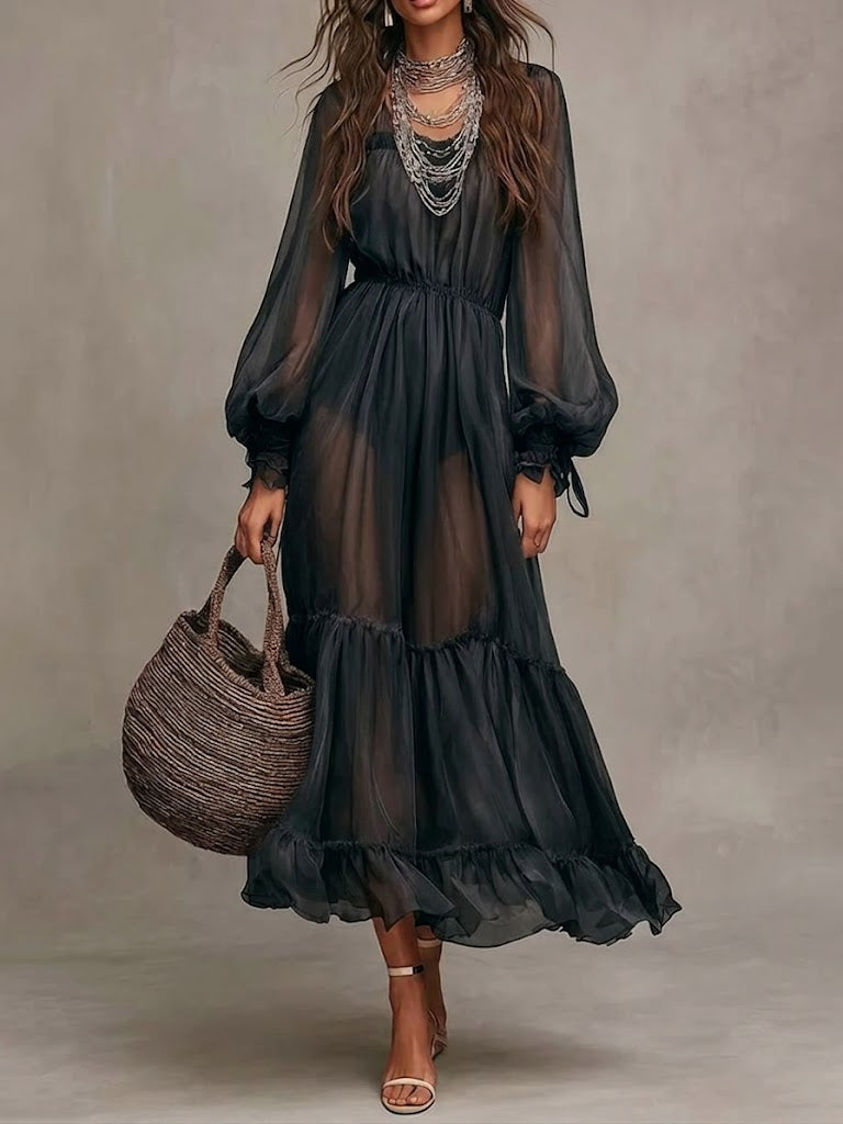 Layla | Elegant midi dress with V-neck