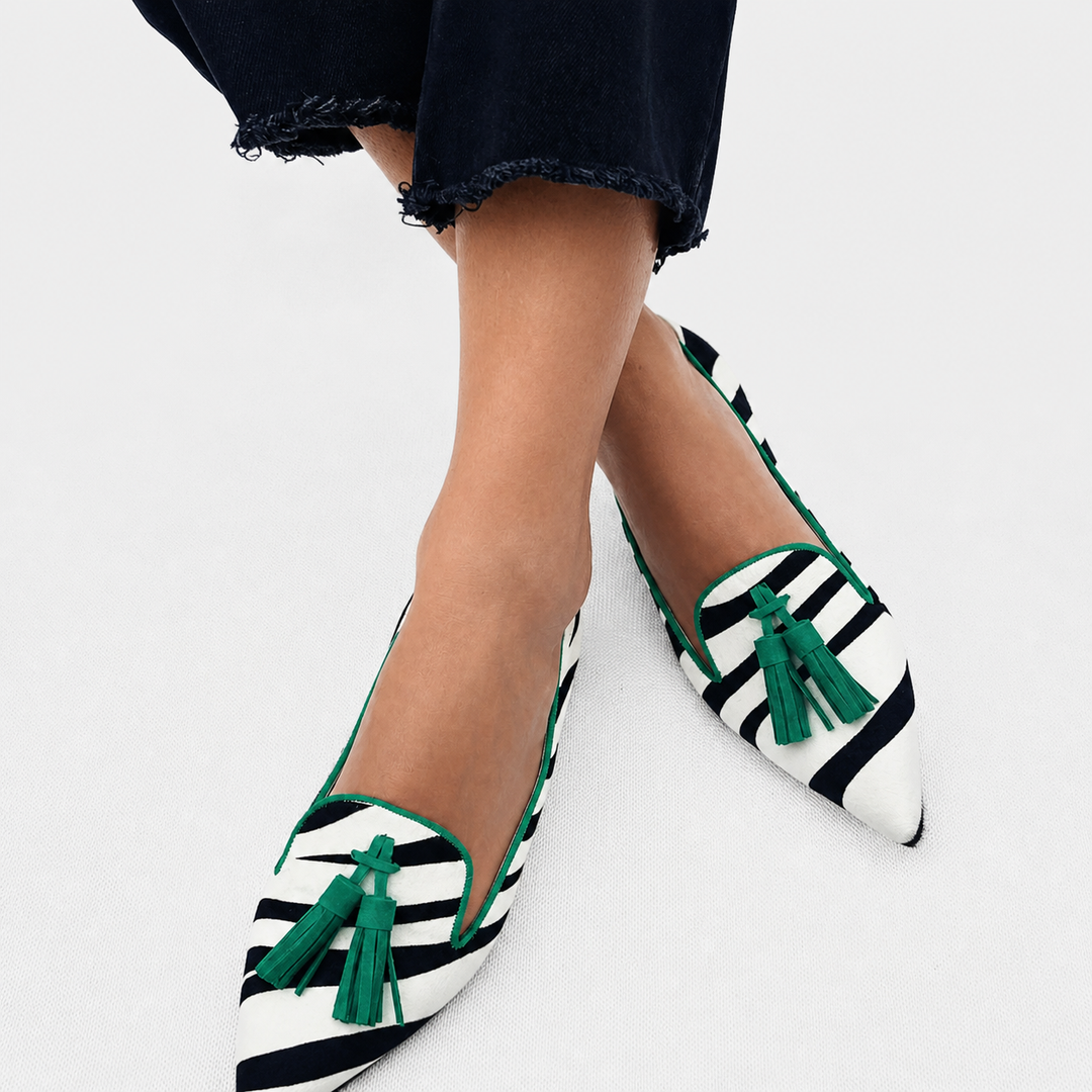 Henriette | Green zebra loafers
