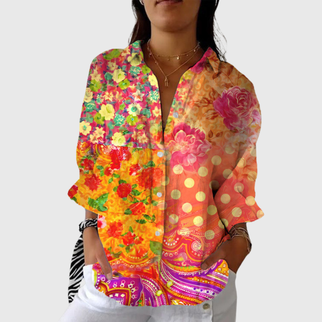 Sibyl | Light, colorful blouse with a print