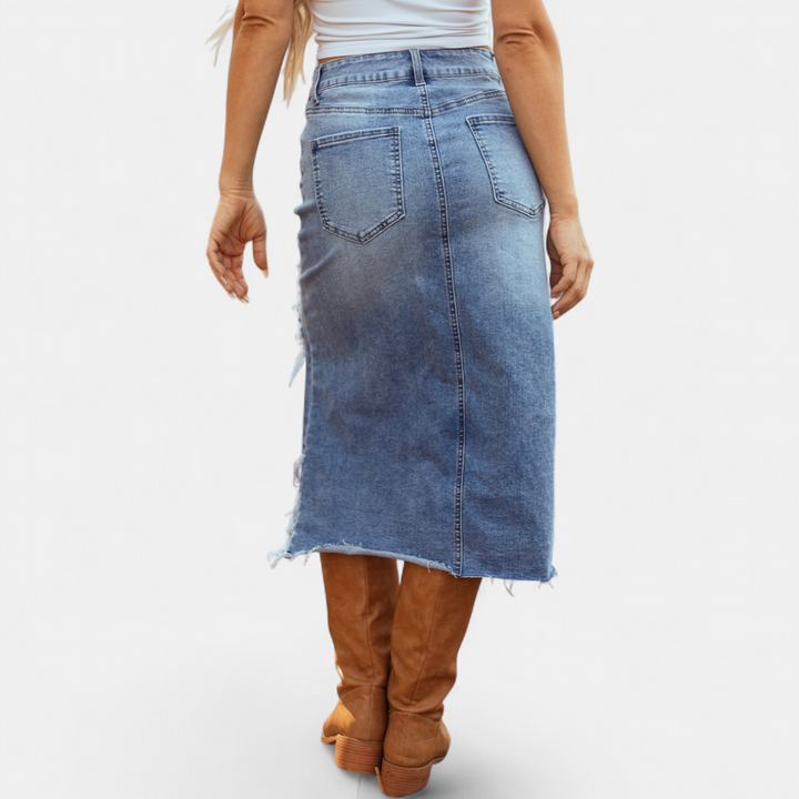 Kylie | Relaxed High-Waist Denim Maxi Skirt