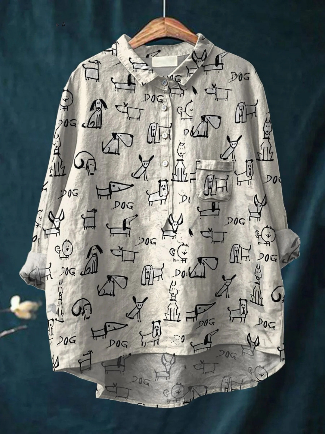Rose | Casual blouse with a cute dog print