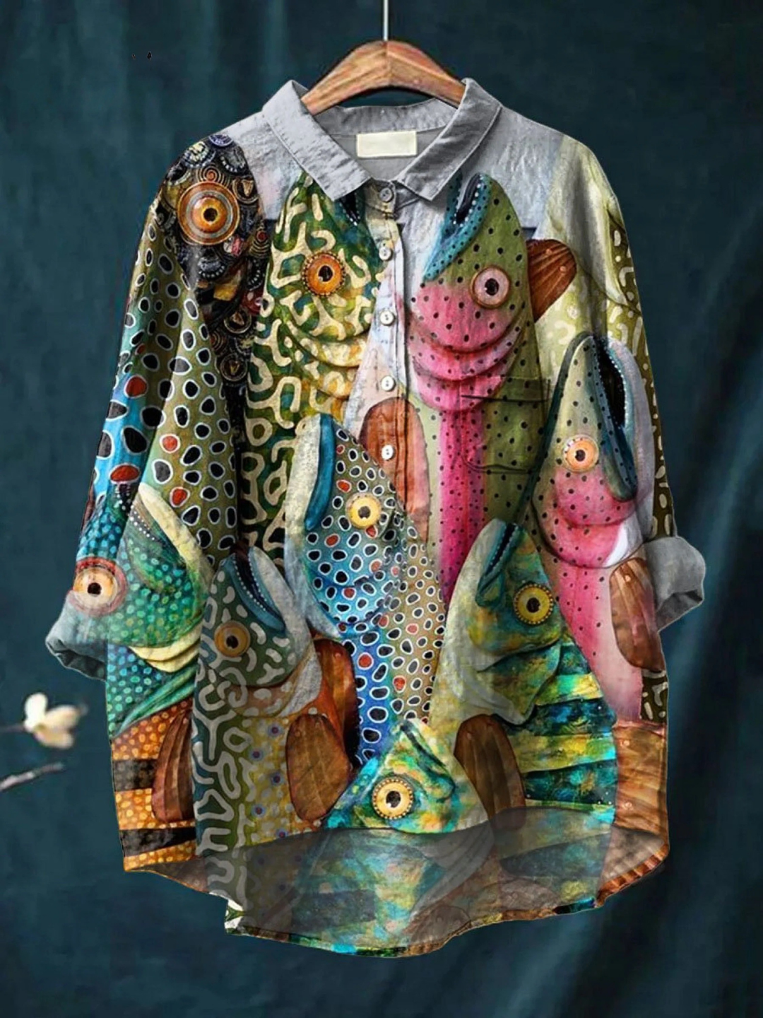 Rose | Casual vintage-style T-shirt with a funny fish motif
