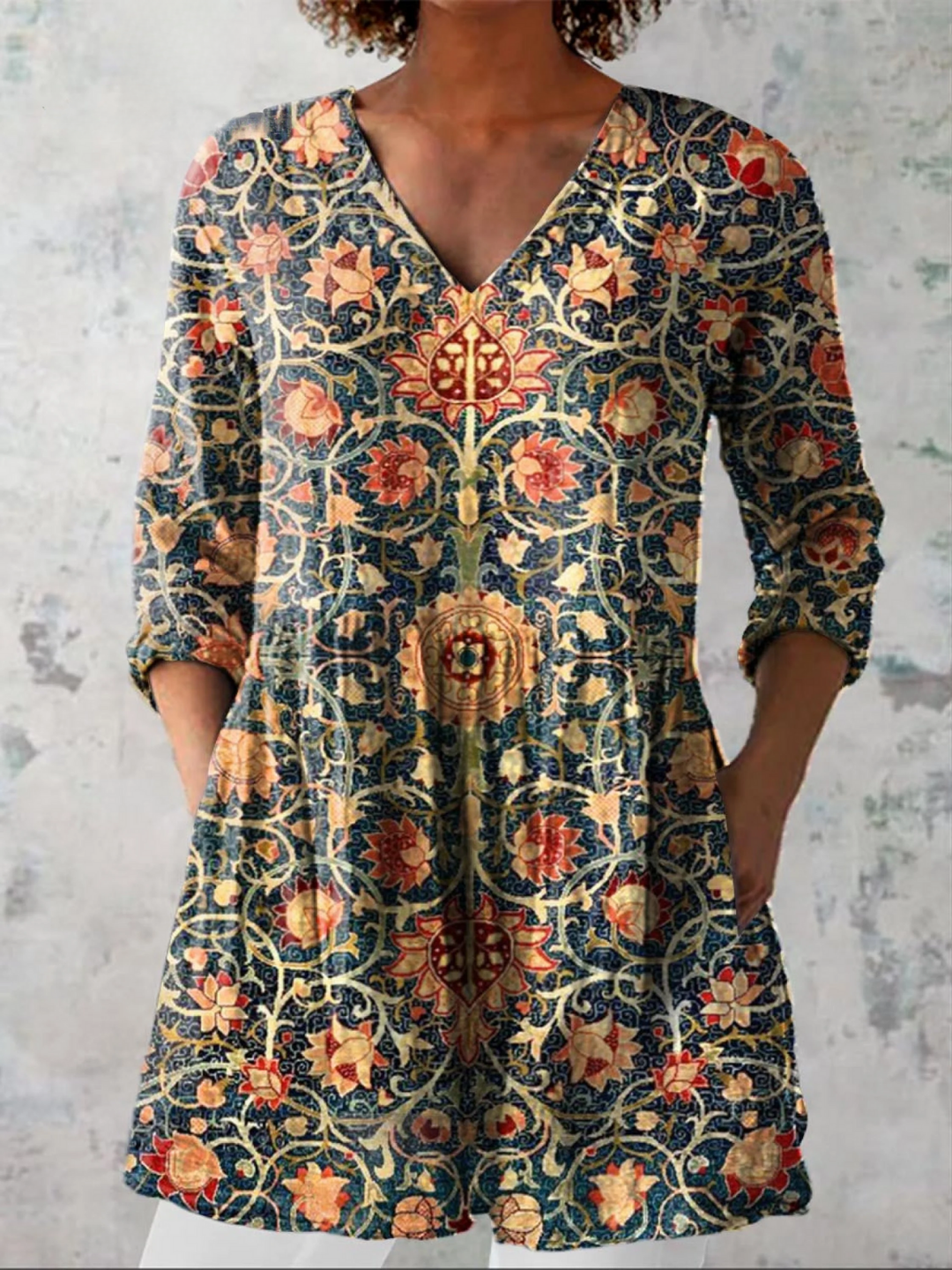 Walda | Long blouse with V-neck
