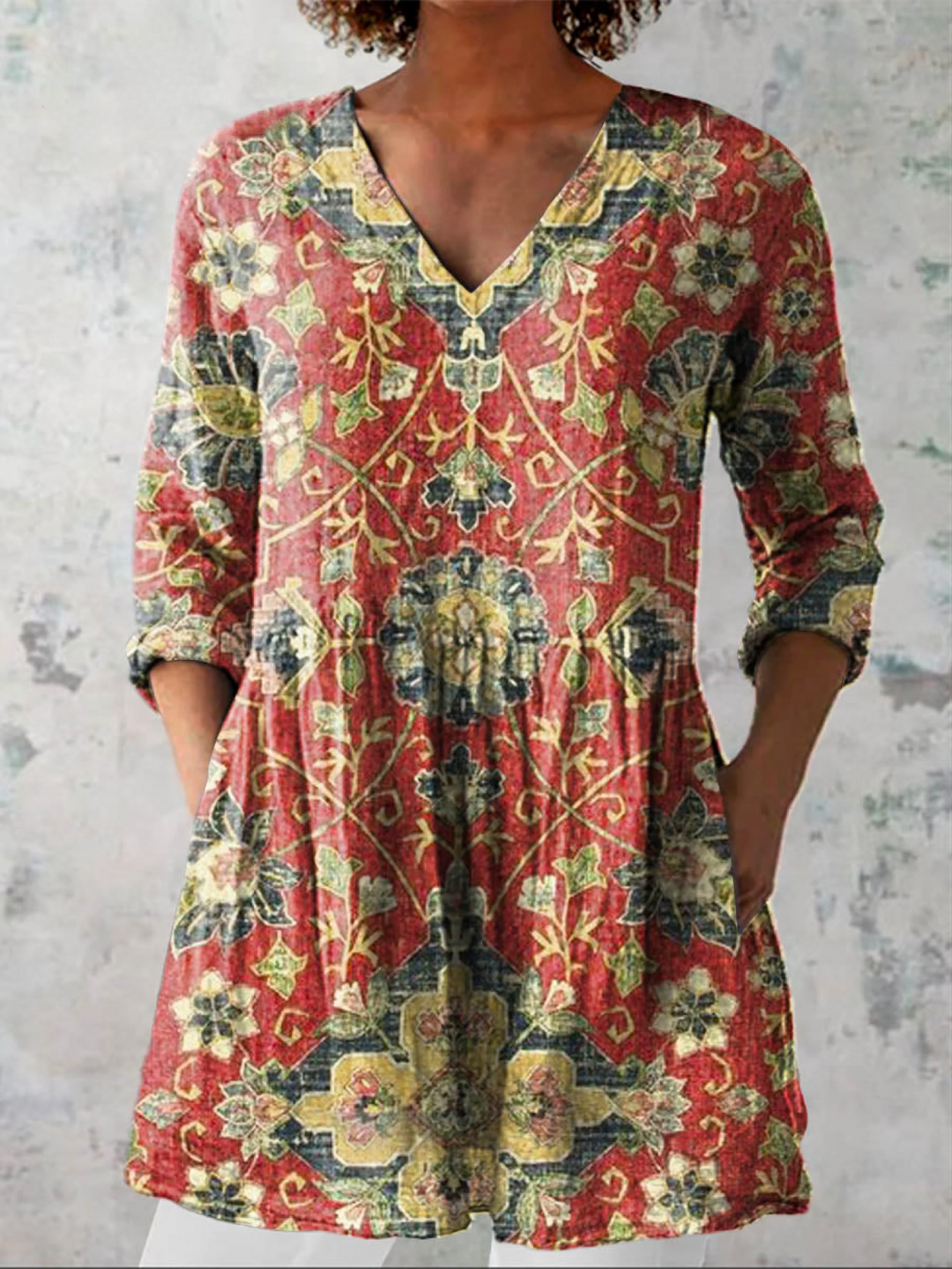 Traudel | Long blouse with V-neck