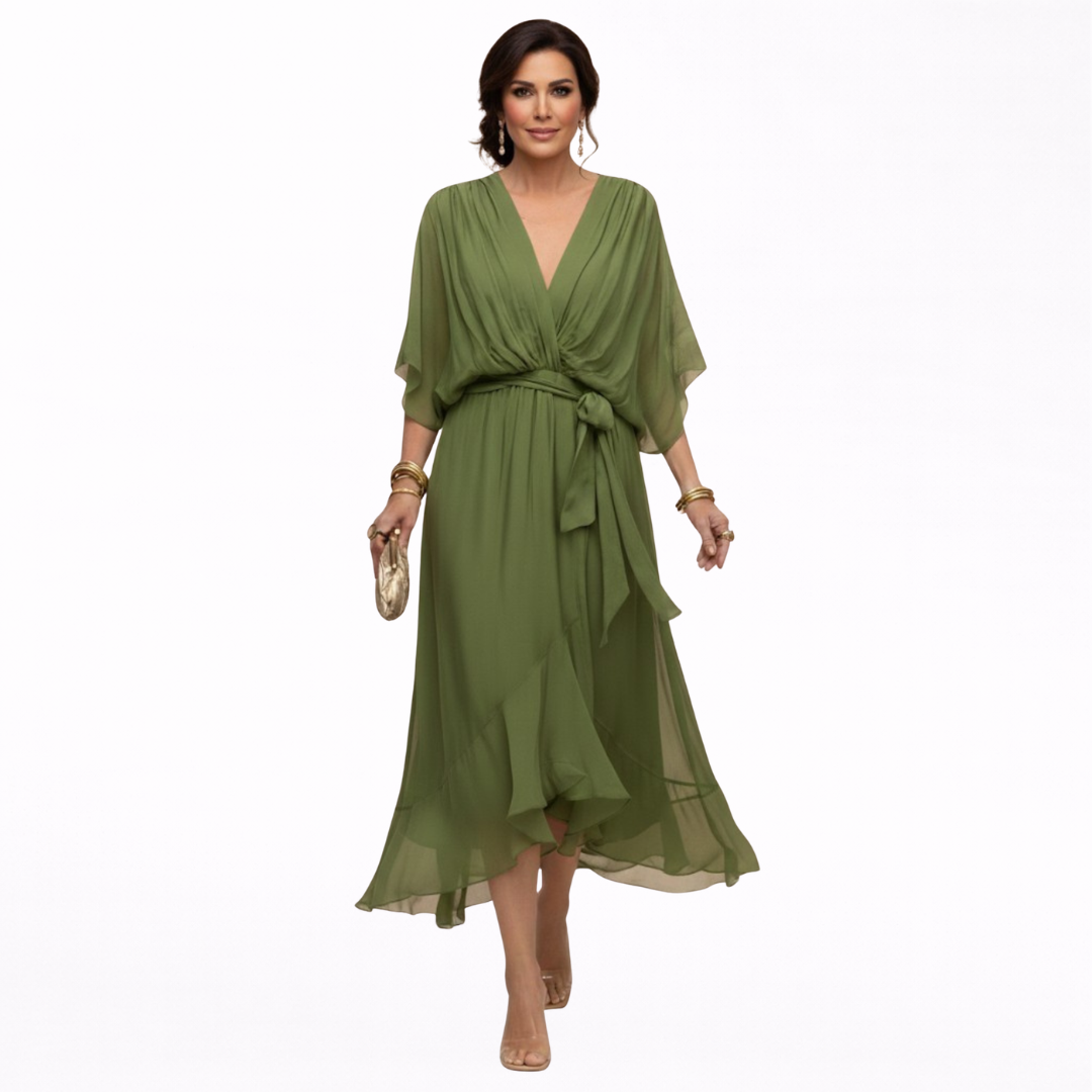 Regina | Chiffon dress with scollo with V