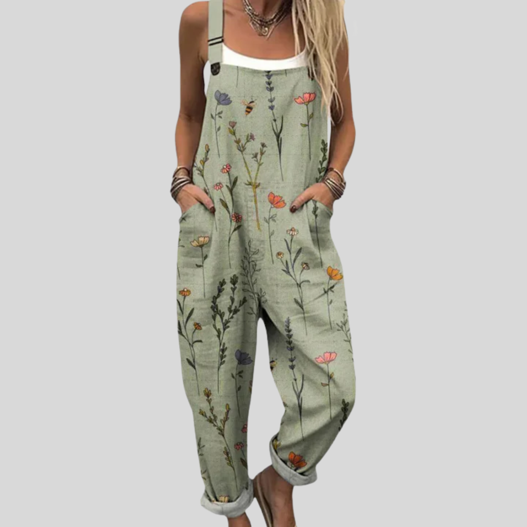 Madison green dungarees with a floral mix