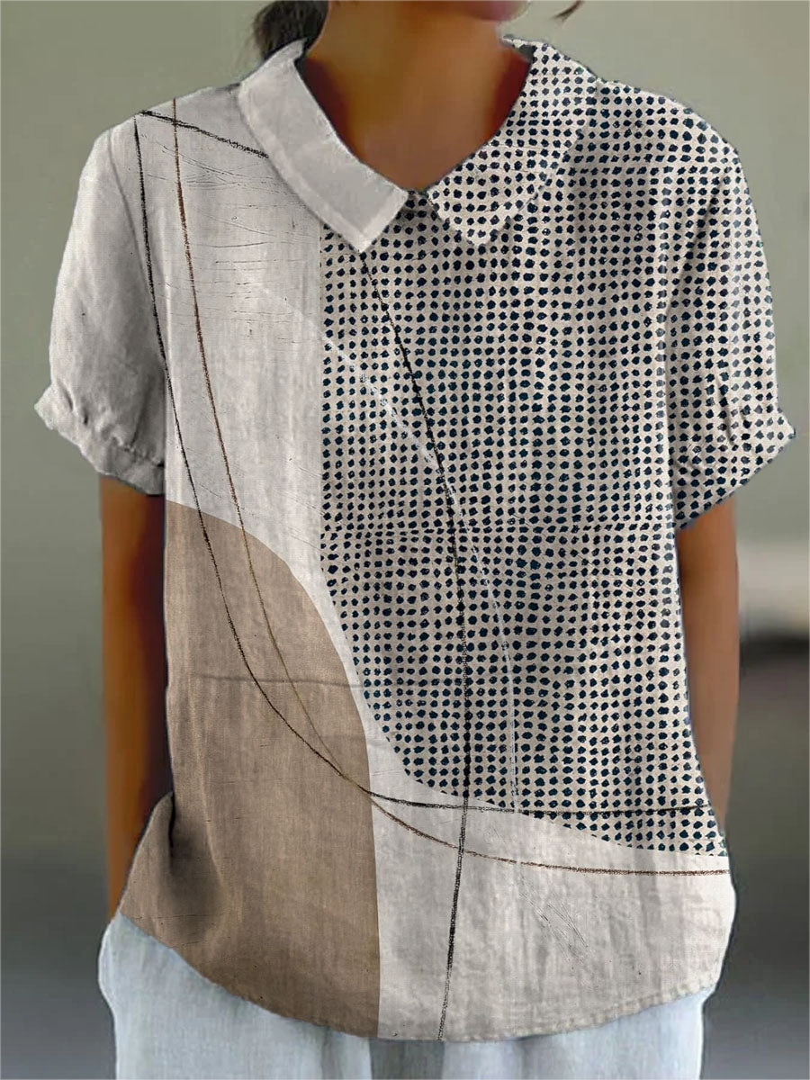 Solveig | Blouse with dots and abstract lines