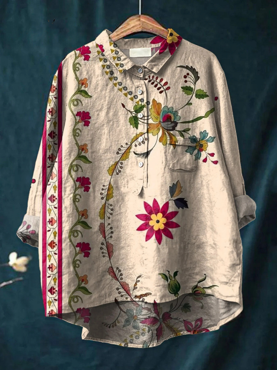 Georgia | Casual blouse with a vintage floral print