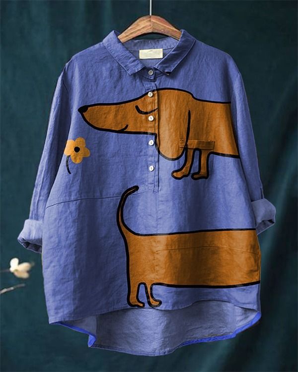 Georgia | Casual blouse with an artistic dachshund print