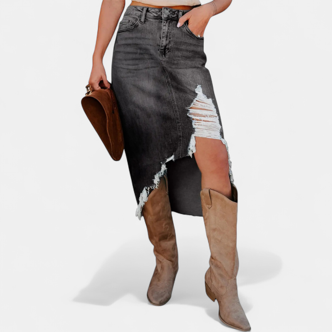 Kylie | Relaxed High-Waist Denim Maxi Skirt