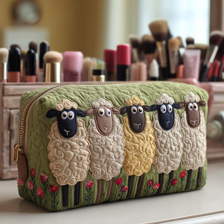 Quilted Cosmetic Bag with Sheep