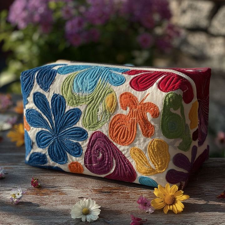 Quilted Cosmetics Bag with Harmonious Pattern