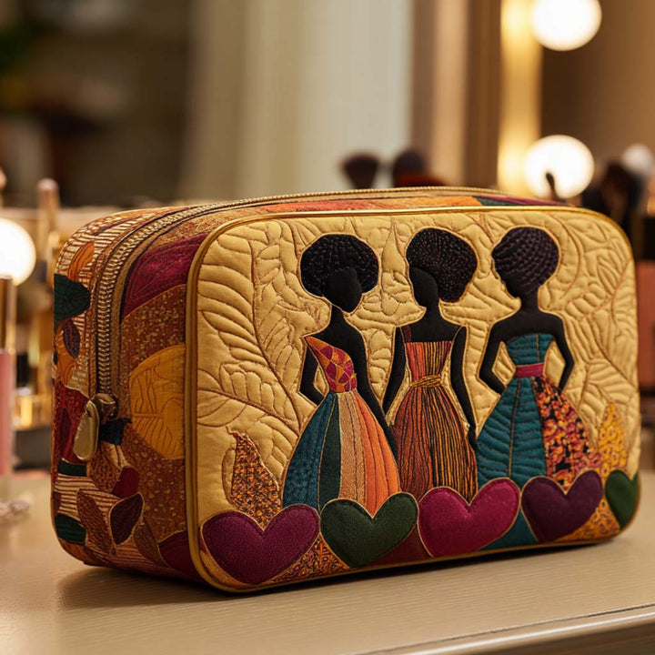 Quilted Cosmetic Bag with Friendship Hearts