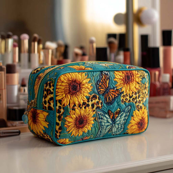 Quilted Cosmetic Bag with Cheerful Petals