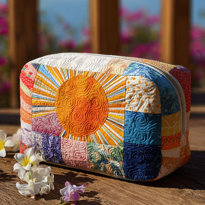 Quilted Cosmetic Bag with Delicate Sun