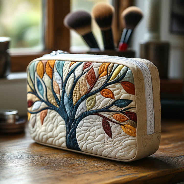Quilted Cosmetic Bag with Tree of Life