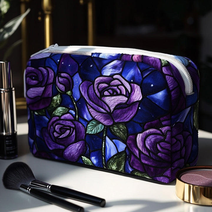 Quilted Cosmetic Bag with Night Rose