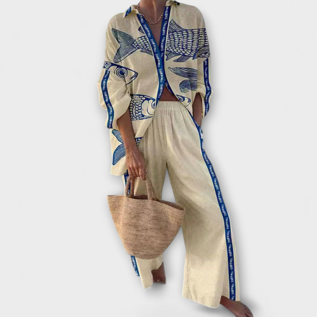 Grace - Blue Fish Print Set