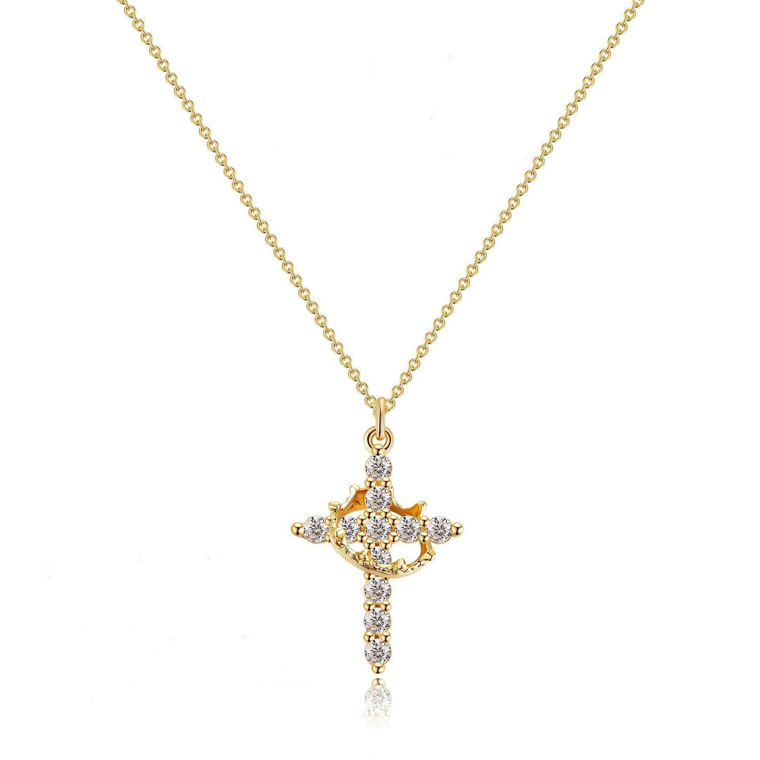 Rachael | Classic Cross &amp; Crown Necklace