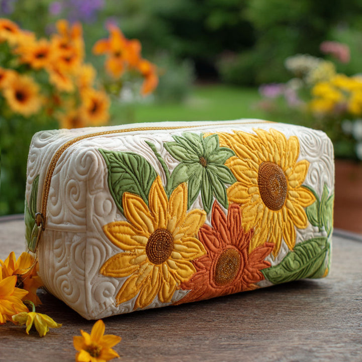 Quilted Cosmetic Bag with Dreamy Petals