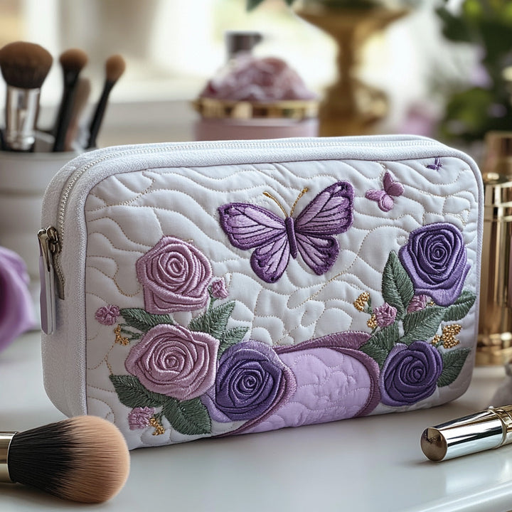 Quilted Cosmetic Bag in Elegant Lilac