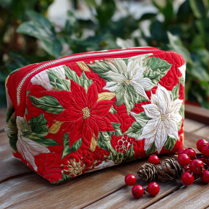 Quilted Cosmetic Bag with Radiant Petal