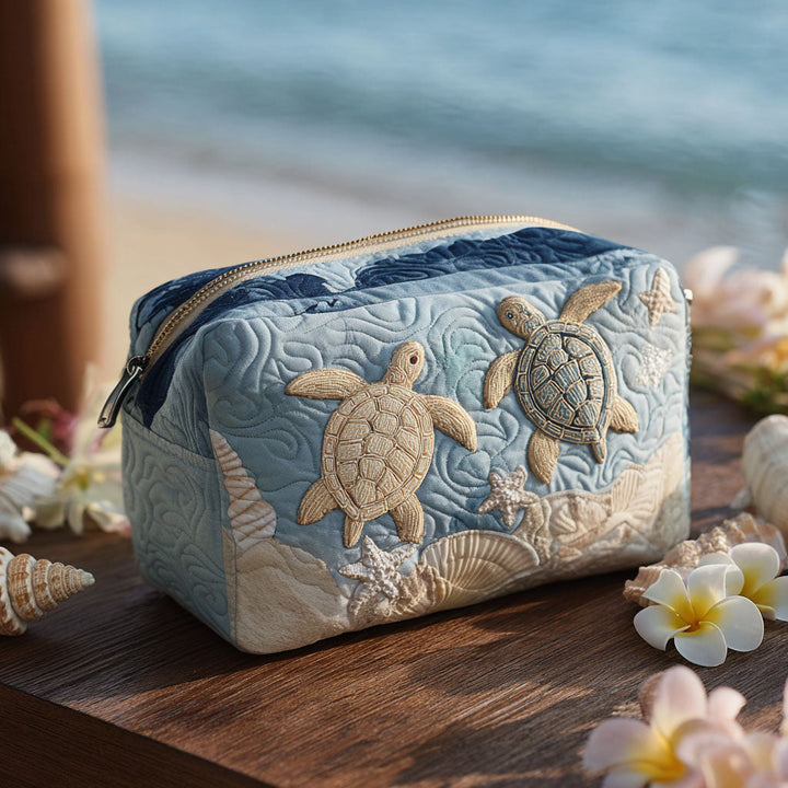Quilted Cosmetic Bag with Delicate Shells