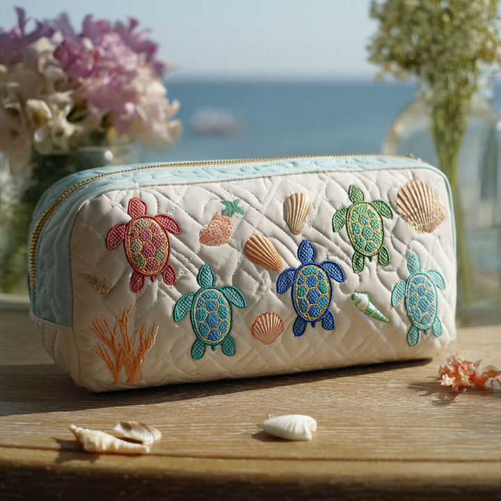 Quilted Cosmetic Bag with Ocean Inspiration
