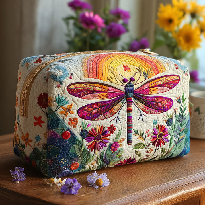 Quilted Cosmetic Bag with Delicate Pattern