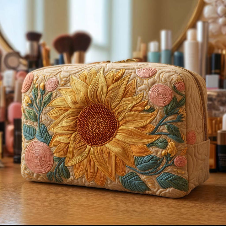 Quilted Cosmetic Bag with Delicate Sun