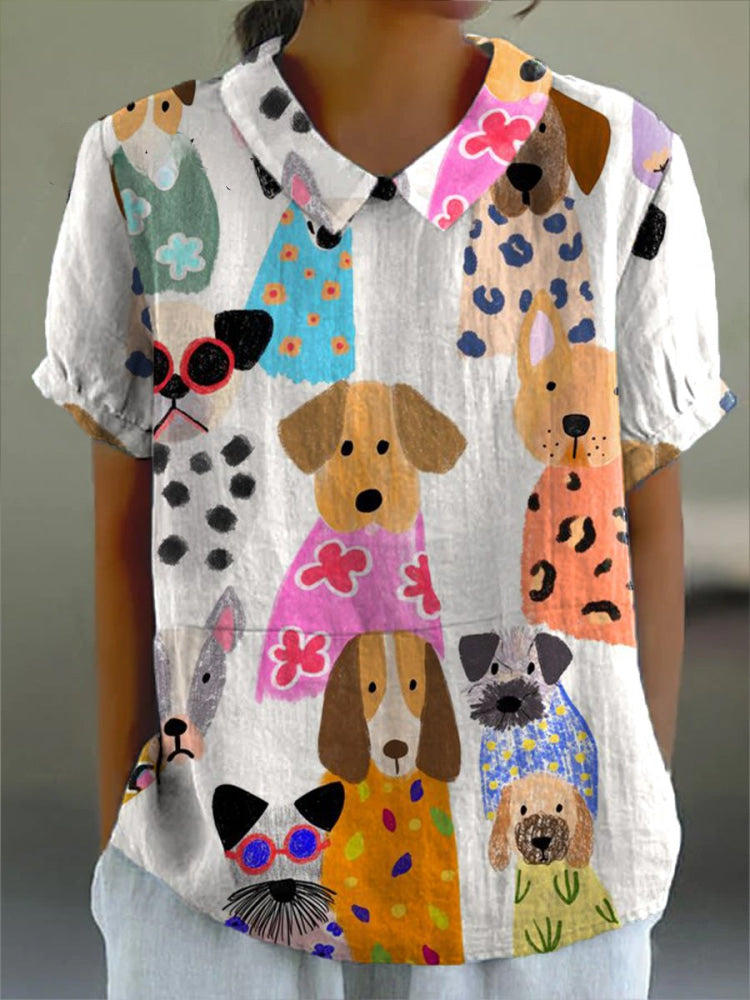 Valeska | Blouse with dog print