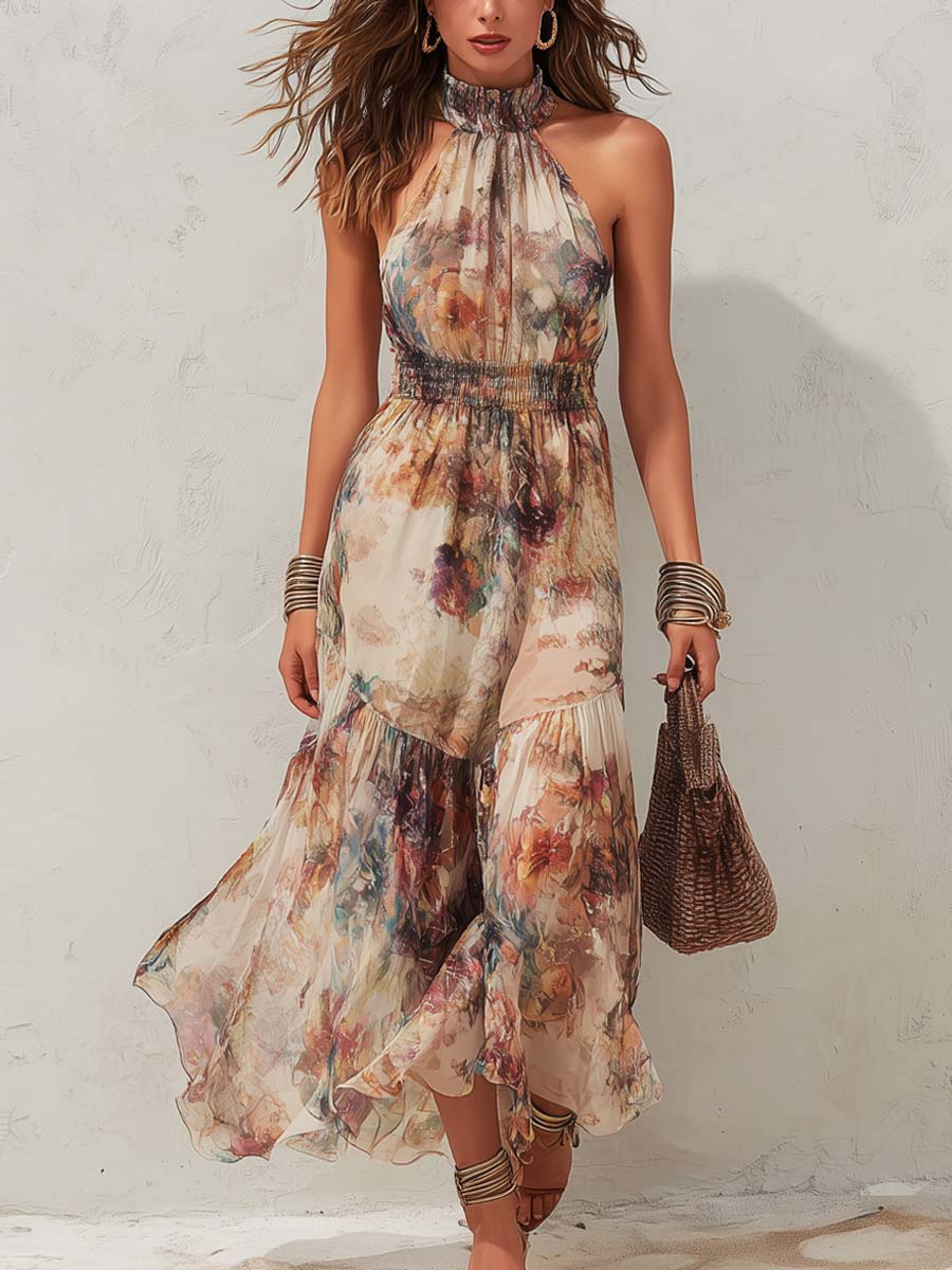 Ava | Midi dress with delicate vintage floral pattern