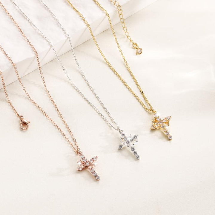 Rachael | Classic Cross &amp; Crown Necklace