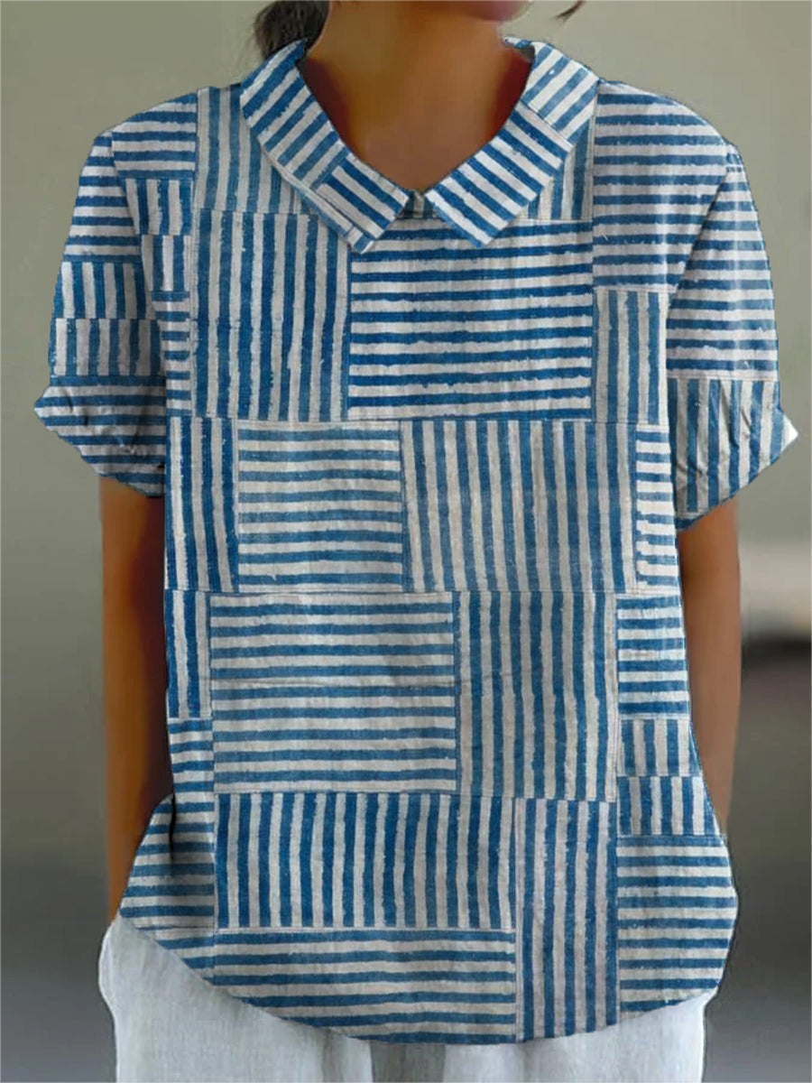 Rick | Patchwork blouse with stripes