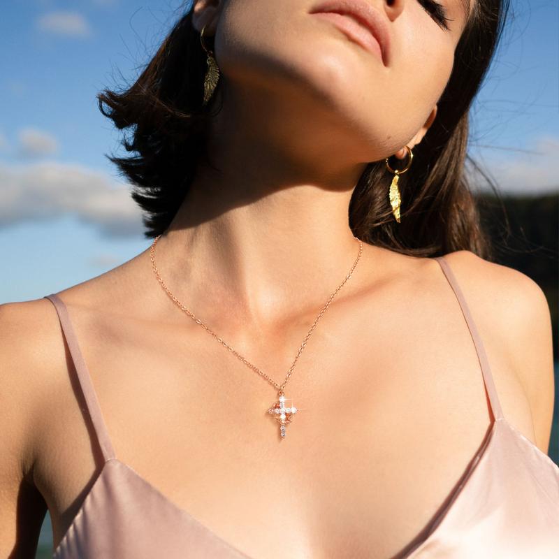 Rachael | Classic Cross &amp; Crown Necklace