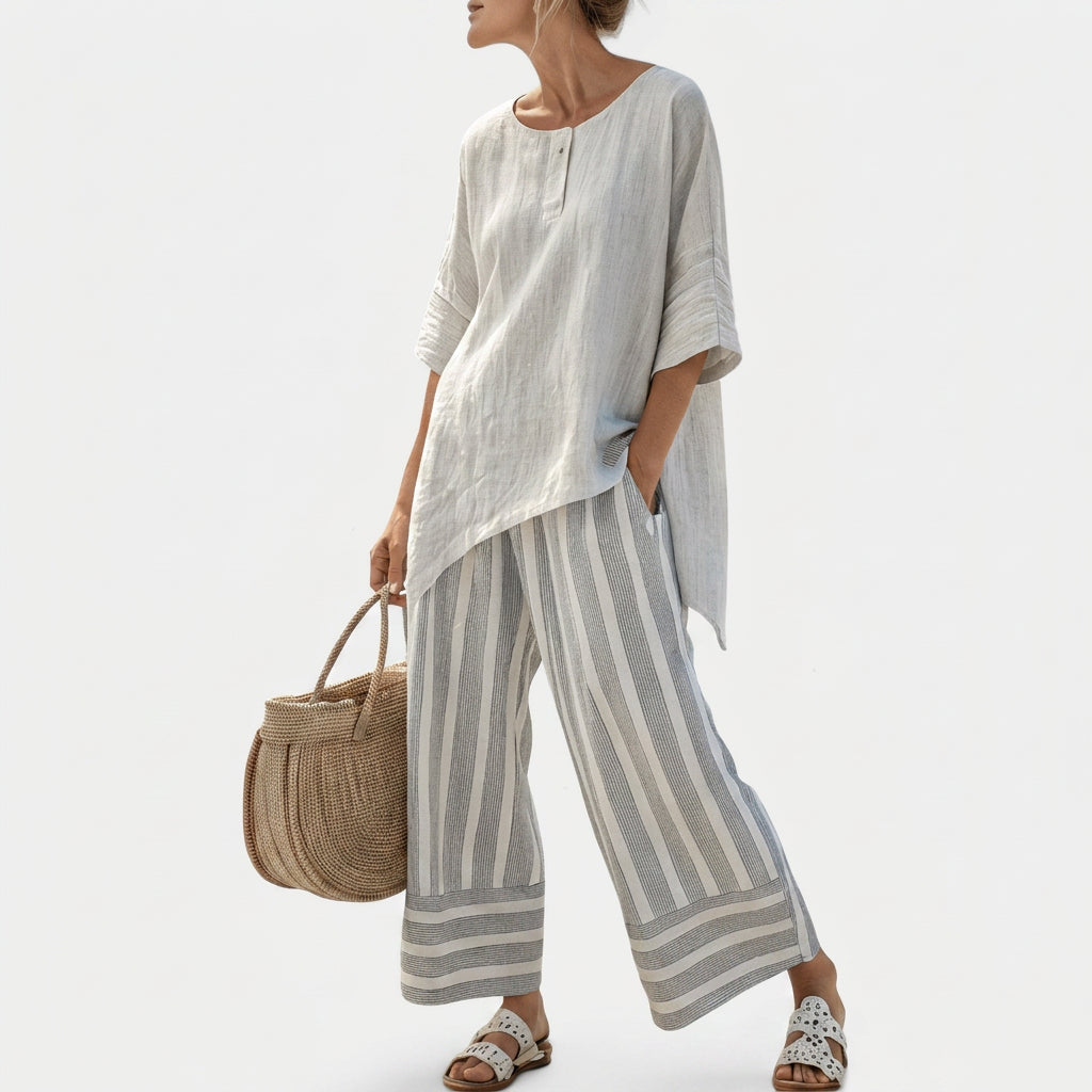 Lila - Asymmetrical Blouse Set