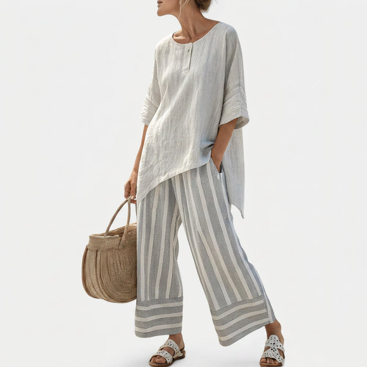 Lila - Asymmetrical Blouse Set