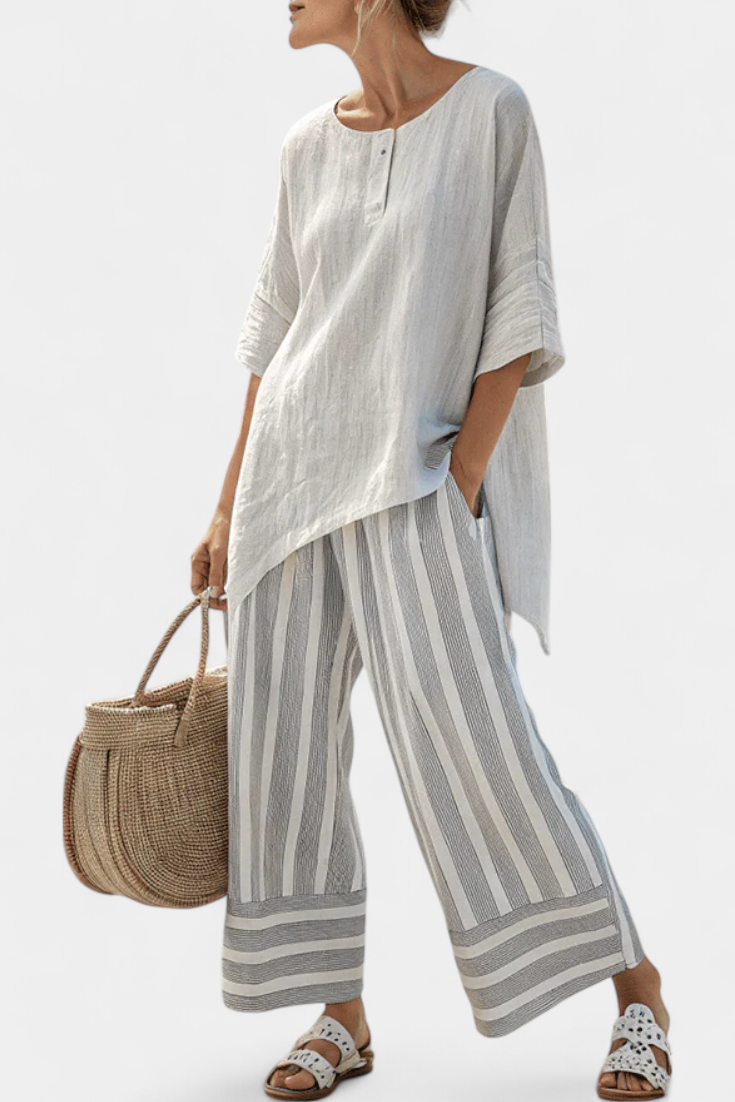 Lila - Asymmetrical Blouse Set