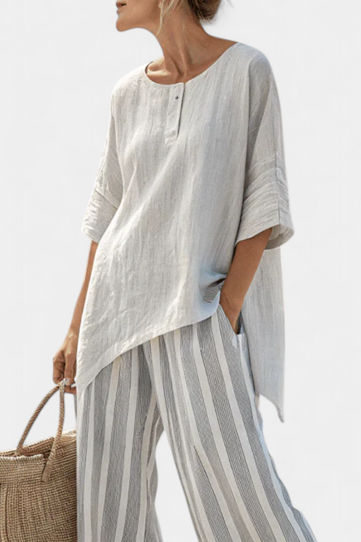 Lila - Asymmetrical Blouse Set