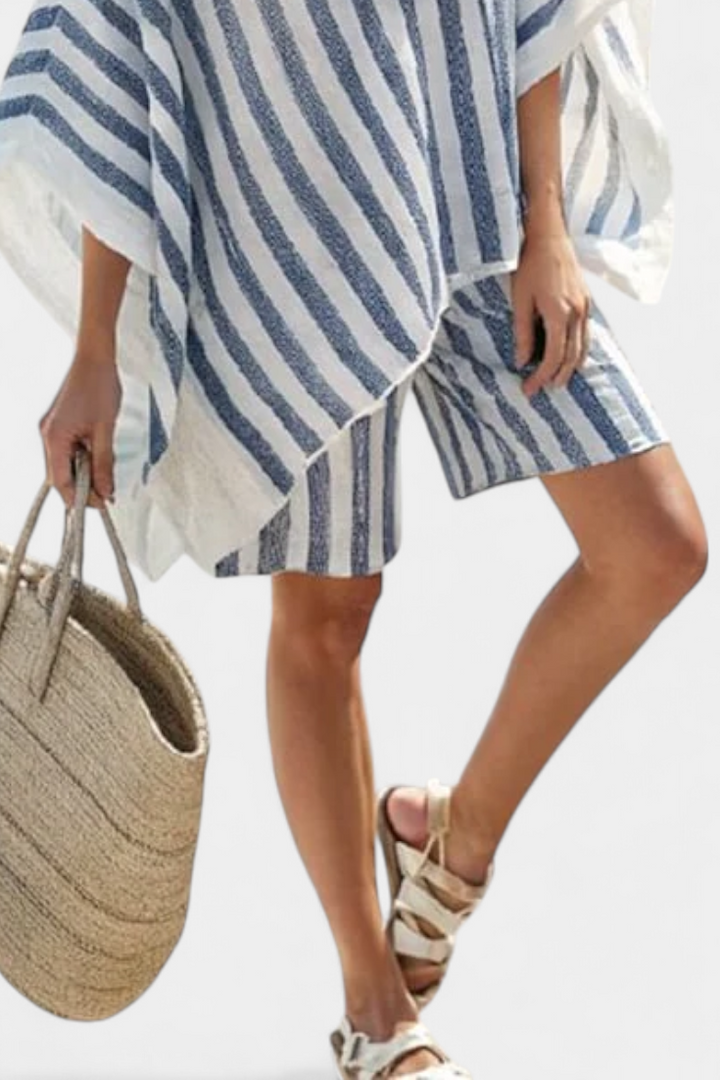 Chloe - Striped Blouse and Shorts Set