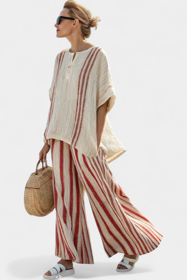 Sienna - Elegant Red Stripes Set