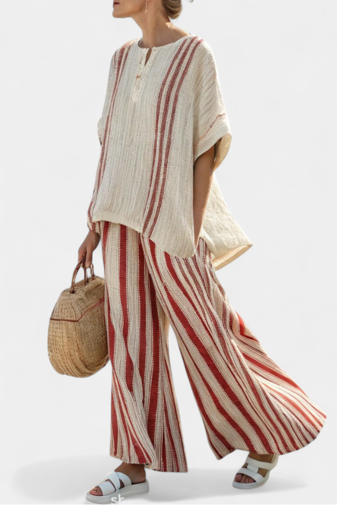 Sienna - Elegant Red Stripes Set