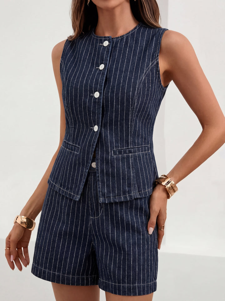 Quinn | Casual Vest &amp; Shorts Two-Piece Set
